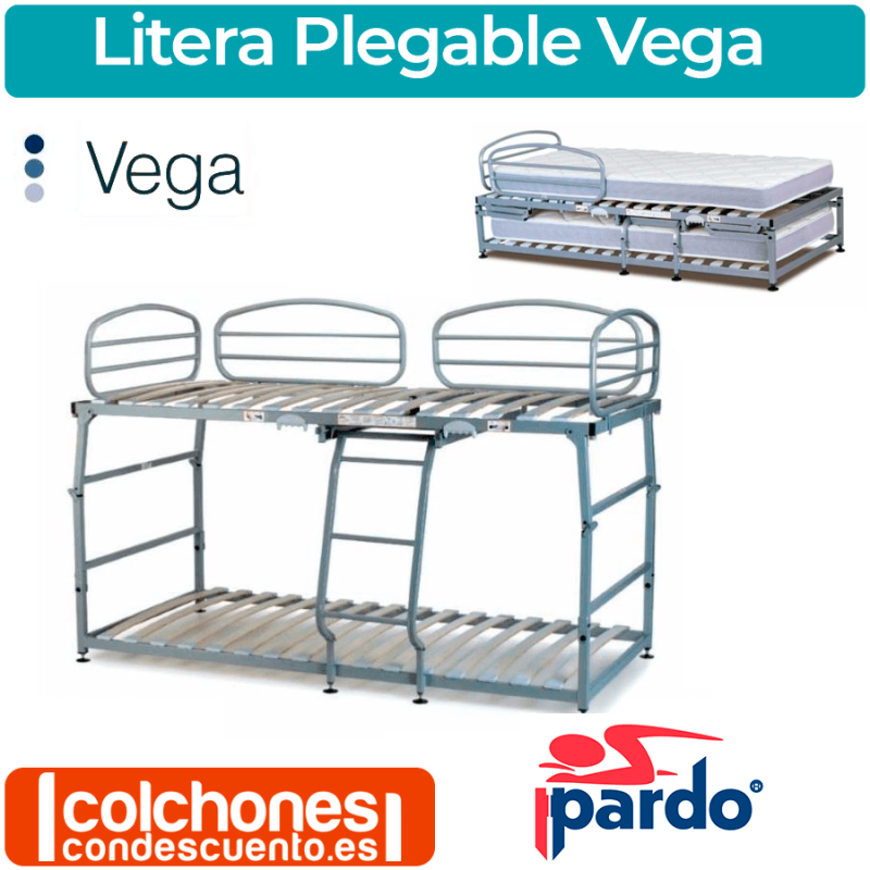 Cama Litera Metálica y Plegable Modelo Vega de Pardo