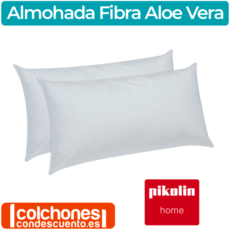 Almohada de fibra con tratamiento dermoprotector Aloe Vera firmeza baja transpirable recomendada para dormir boca abajo Pikolin Home