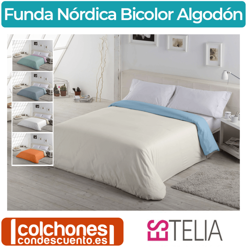 Funda Nórdica Liso Bicolor Algodon de Estelia