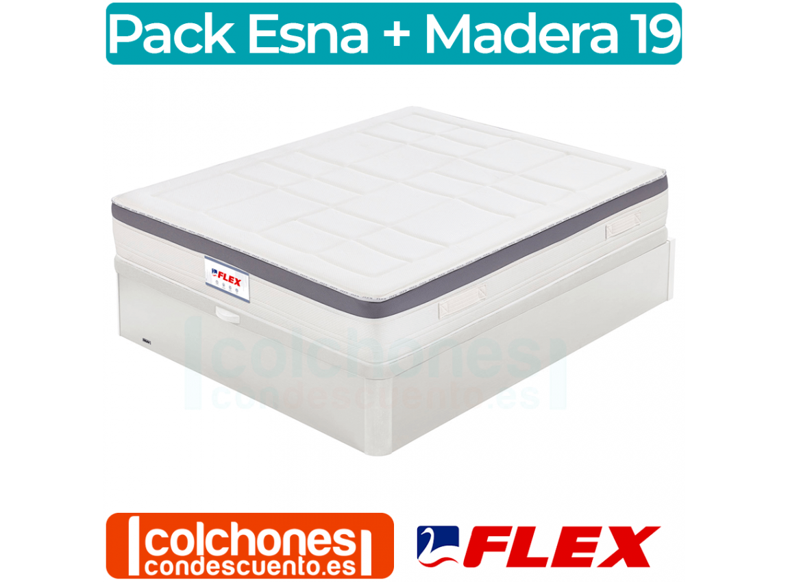 Pack Colchón Flex Esna Visco + Canapé Madera 19