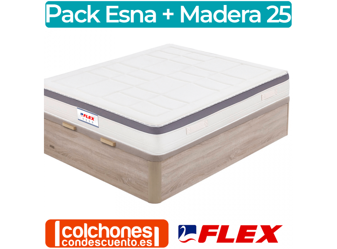 Pack Colchón Flex Esna Visco + Canapé Madera 25