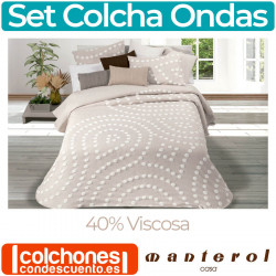 Set Colcha Ondas + Fundas Almohada de Manterol Casa