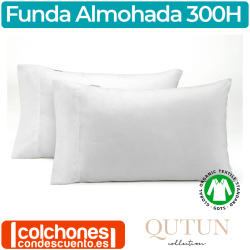 Funda de Almohada Qutun Algodón Orgánico Doble Pespunte 300 Hilos