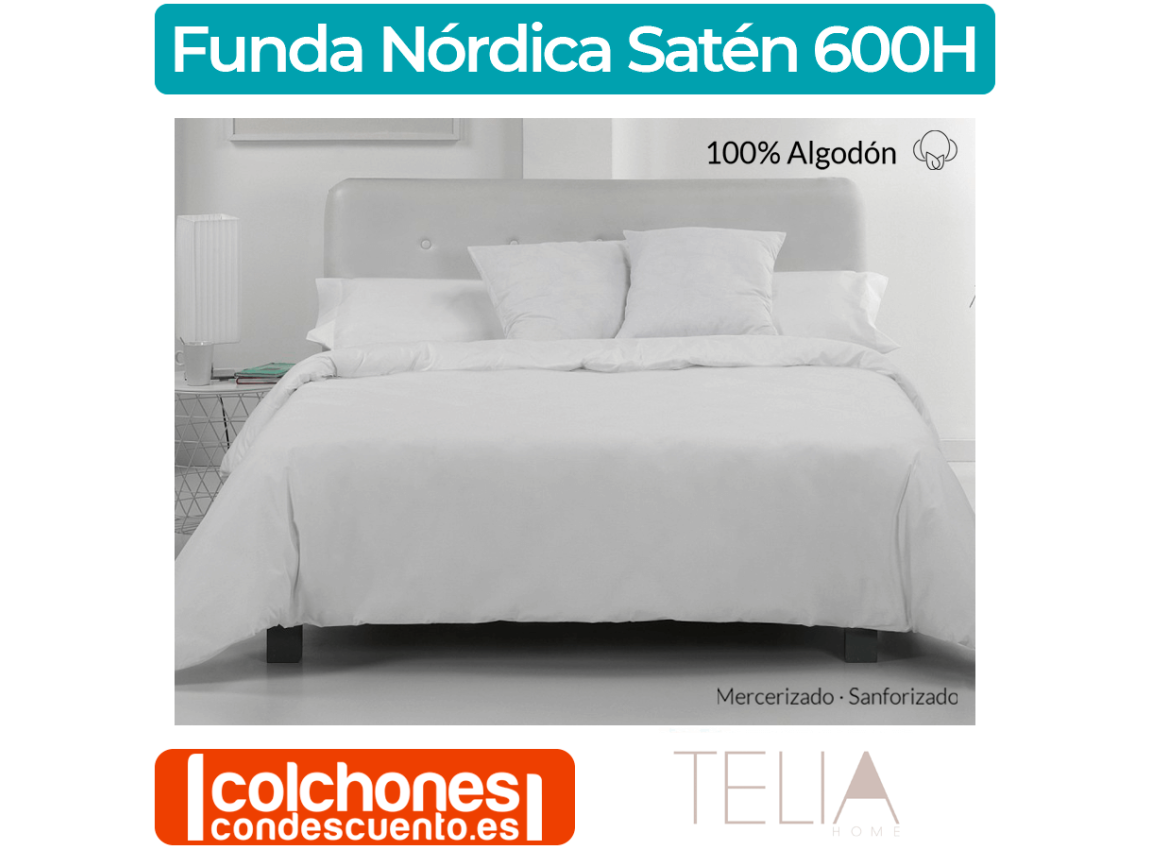 Funda Nórdica 100% Algodón Telia Home Liso Satén 600 Hilos