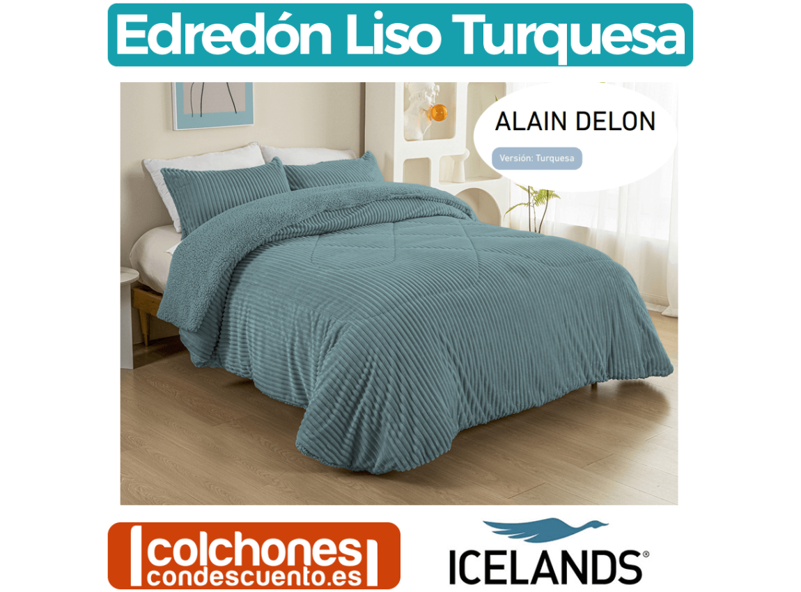 Colcha-Edredón Conforter de Sedalina y Sherpa Alain Delon Liso Turquesa de Icelands