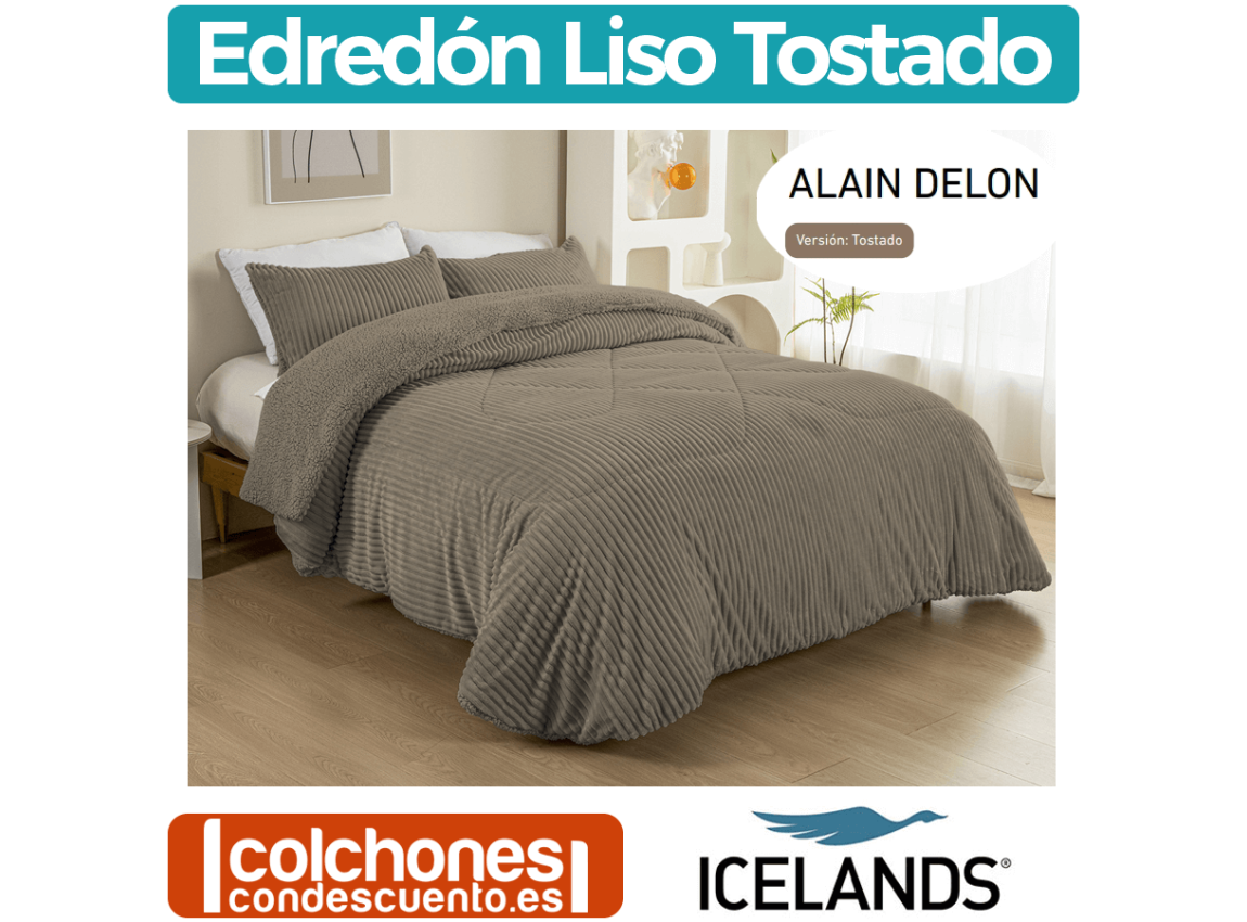 Colcha-Edredón Conforter de Sedalina y Sherpa Alain Delon Liso Tostado de Icelands