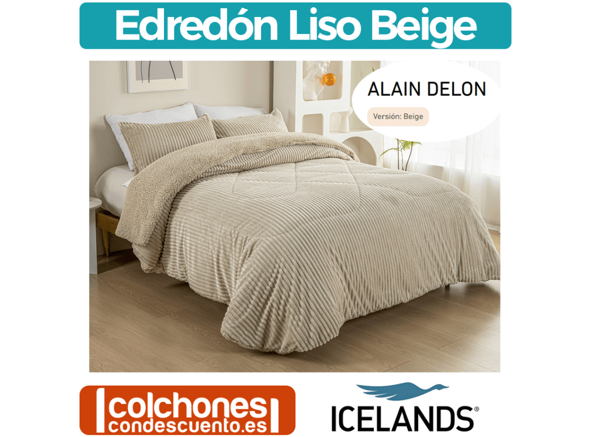 Colcha-Edredón Conforter de Sedalina y Sherpa Alain Delon Liso Beige de Icelands