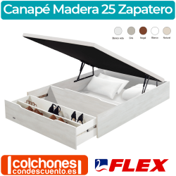 Canapé Abatible Madera 25 Con Zapatero y Tapa Con Tejido 3D de Flex