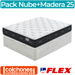 Pack Colchón Flex Nube Visco 19 + Canapé Madera 25