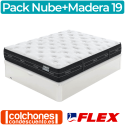 Pack Colchón Flex Nube Visco + Canapé Madera 19