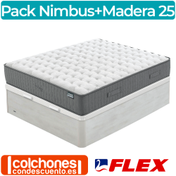 Pack Colchón Flex Nimbus Visco Gel + Canapé Madera 25