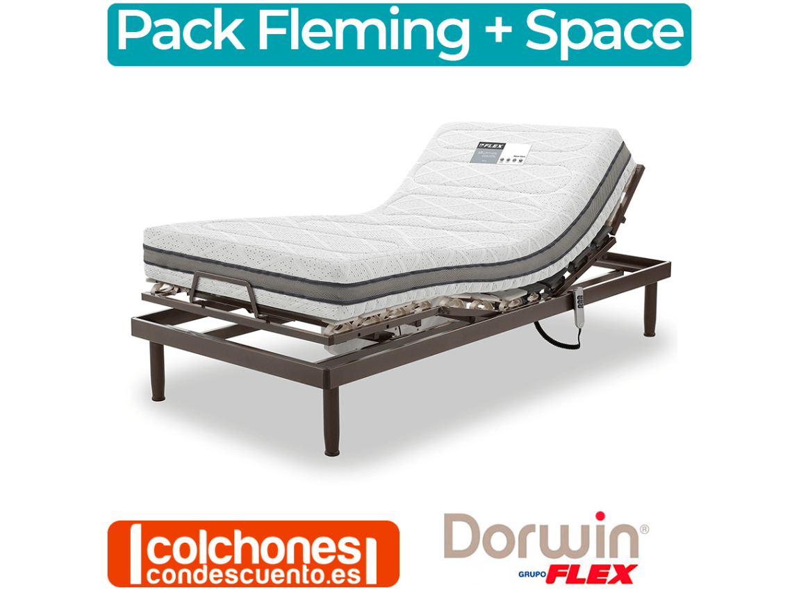 Pack colchón articulado visco Memory confort altura 20 cm + Cama articulada  5 planos eléctrica