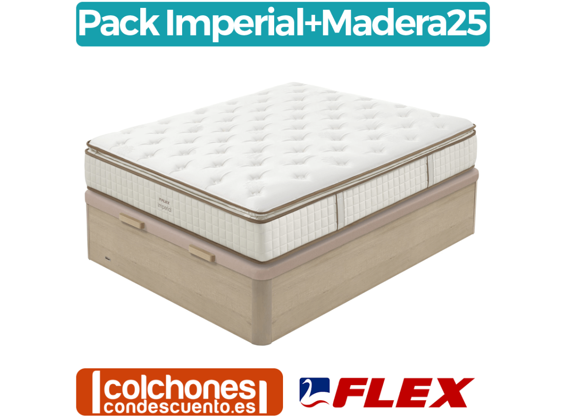 Pack Colchón Flex Imperial Exclusive + Canapé Madera 25